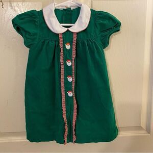 Green Christmas Dress with Santa Buttons